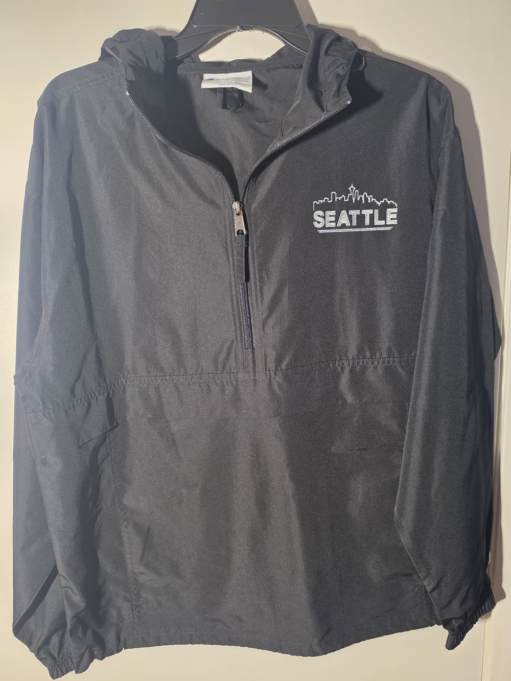 Champion Pack-N-Go Half-Zip Hooded Windbreaker Men's Black Medium